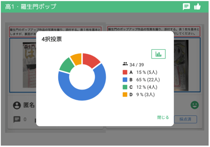 スクールタクト_リアルタイム授業支援システム_投票機能で制作物を相互評価する