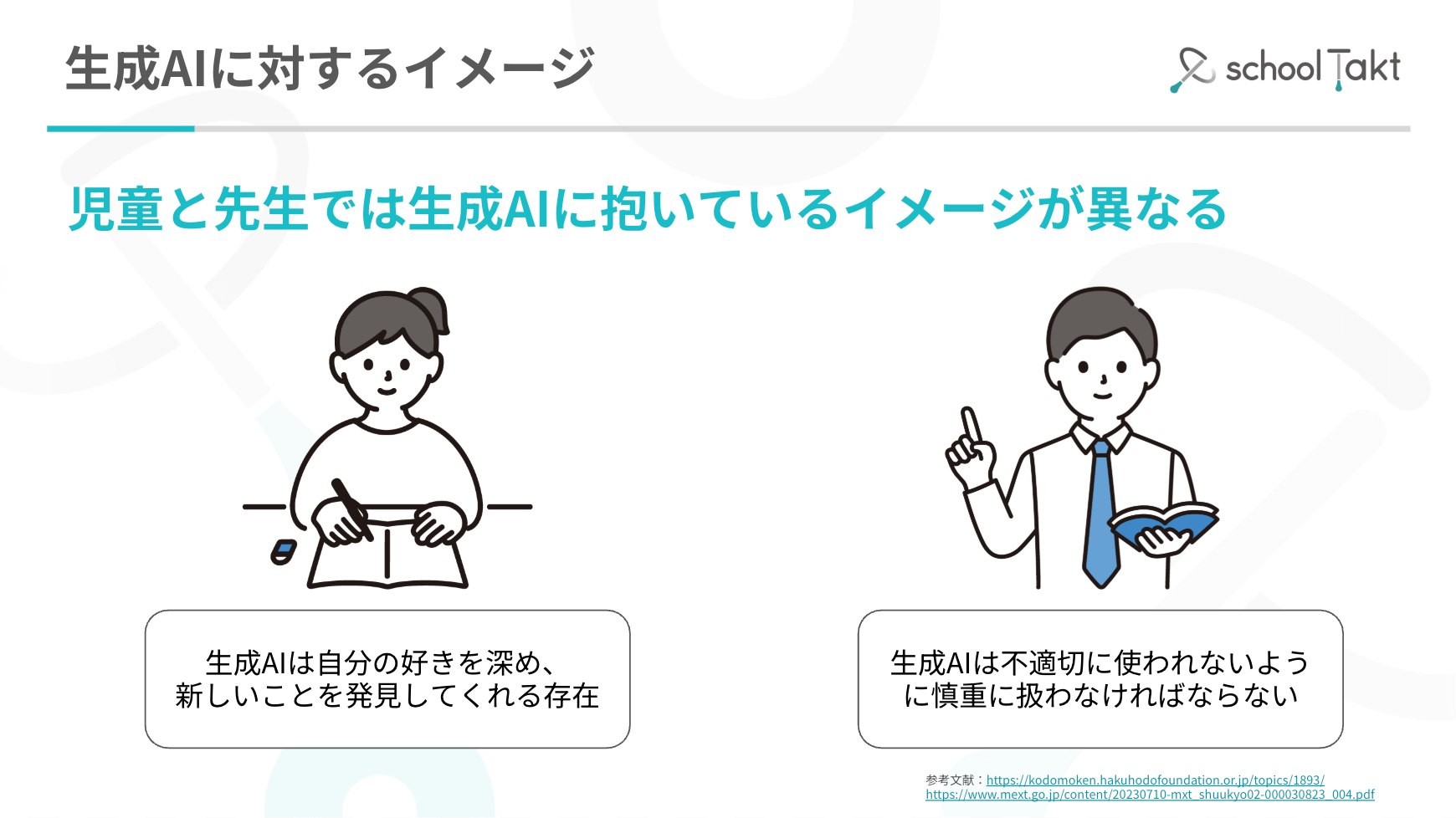 児童生徒と先生の生成AIに対するイメージの違い