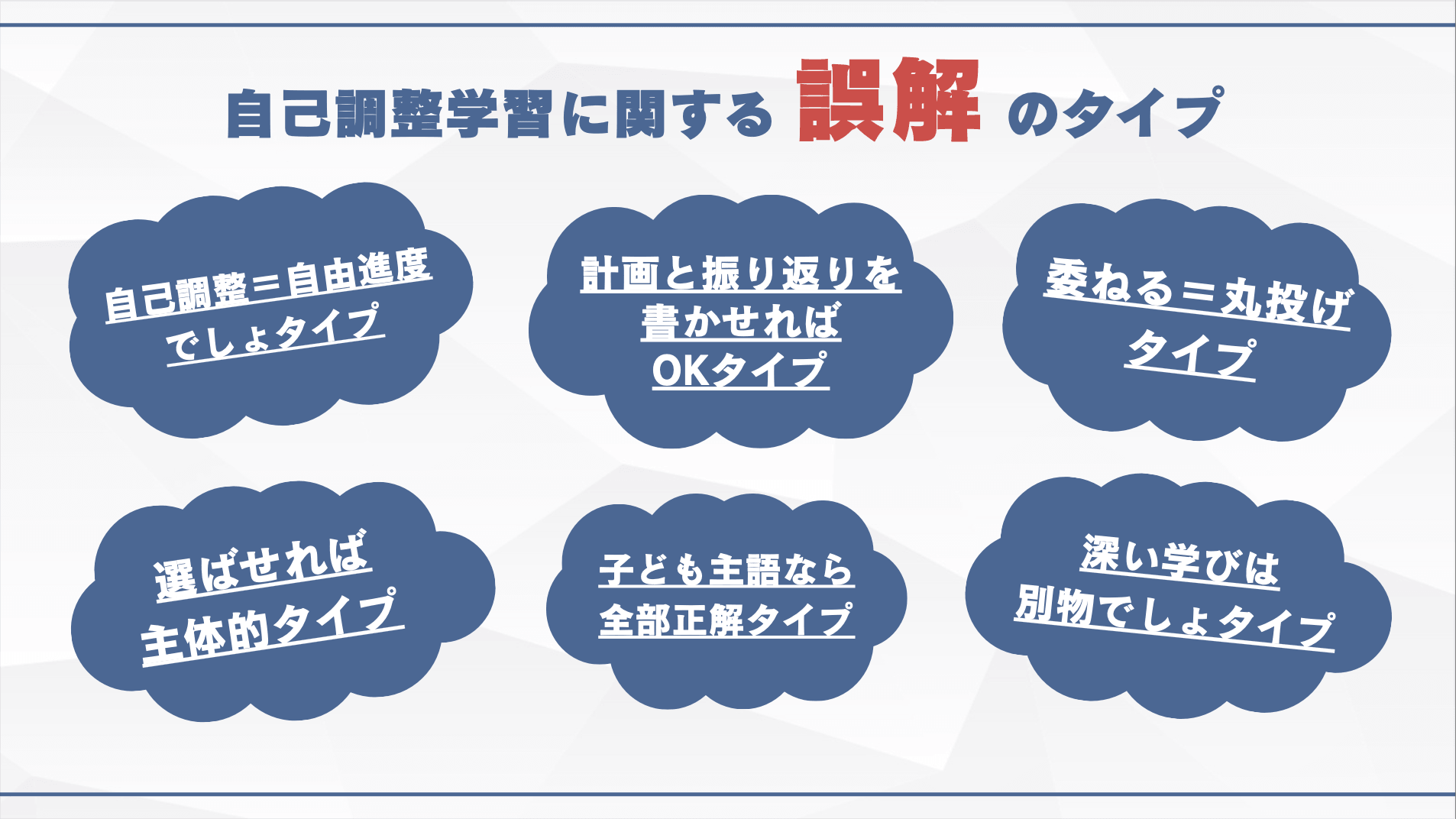 自己調整学習にまつわる6つの誤解のタイプ